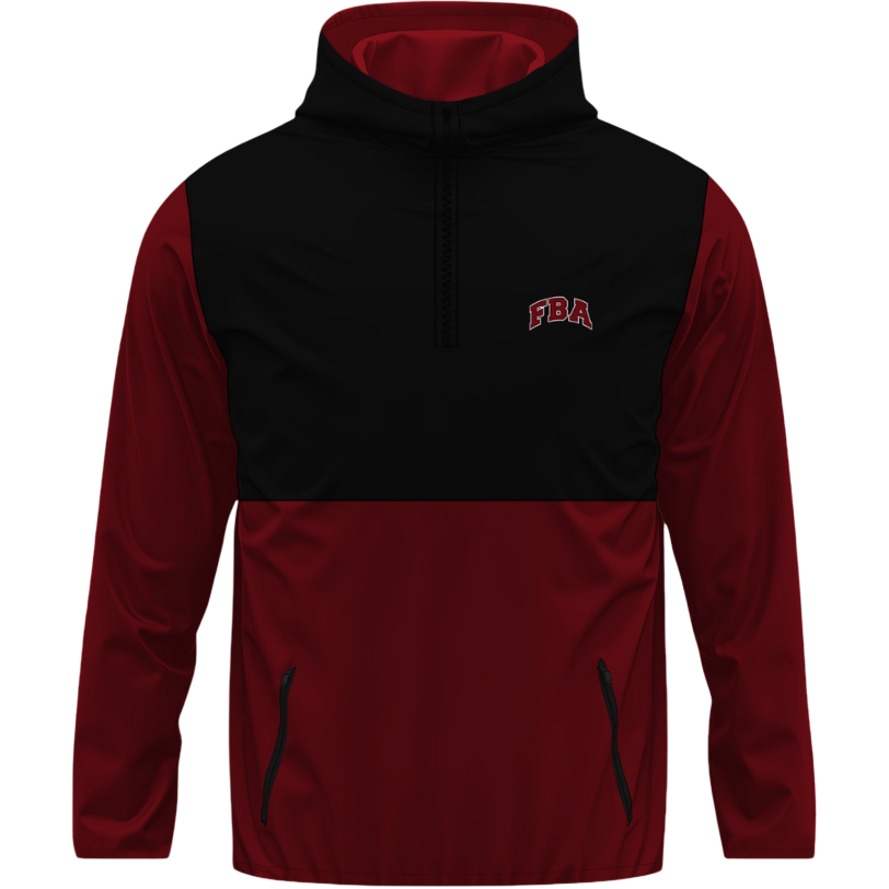 Quarter Zip Hoodie - Black & Red - FBA