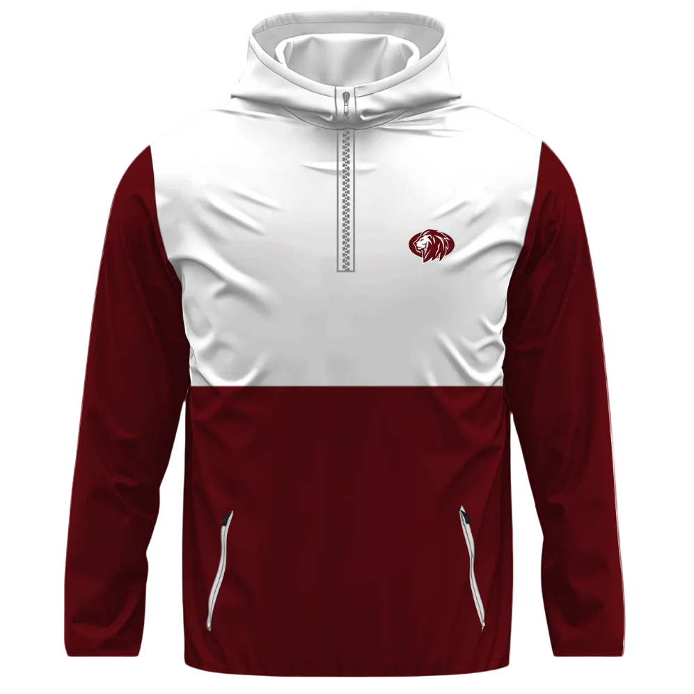Quarter Zip Hoodie - White & Red - FBA