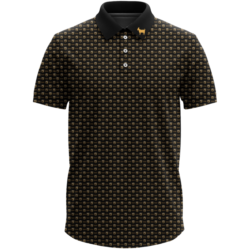 MYRON GOLDEN POLO (LOGOS/BLACK COLLAR) (PRE-ORDER)