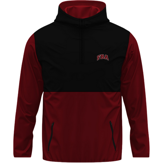 Quarter Zip Hoodie - White & Red - FBA