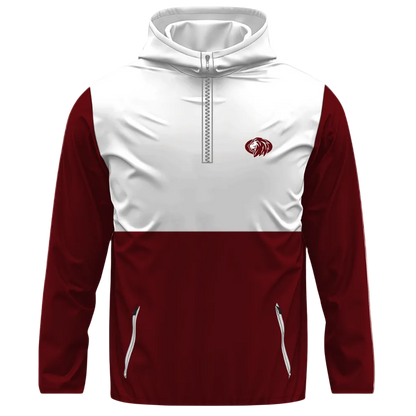 Quarter Zip Hoodie - White & Red - FBA
