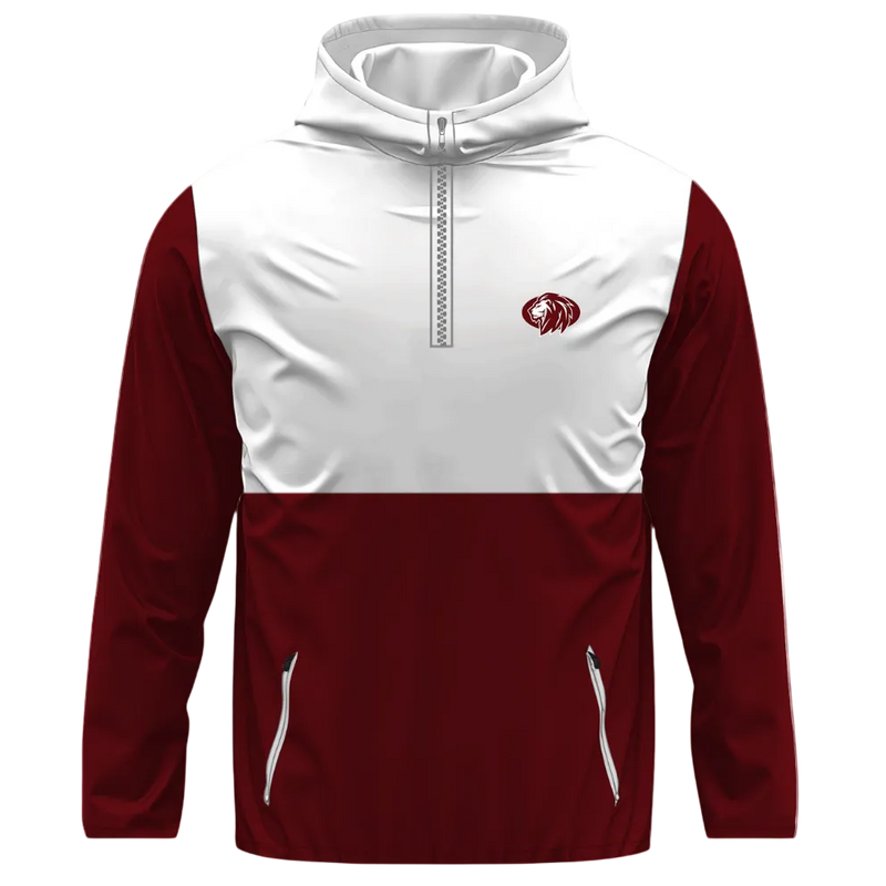Quarter Zip Hoodie - White & Red - FBA