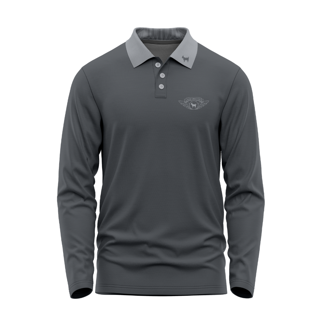 Air Goated 10 - Cool Grey Long Sleeve Polo