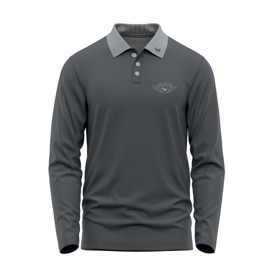Air Goated 10 - Cool Grey Long Sleeve Polo