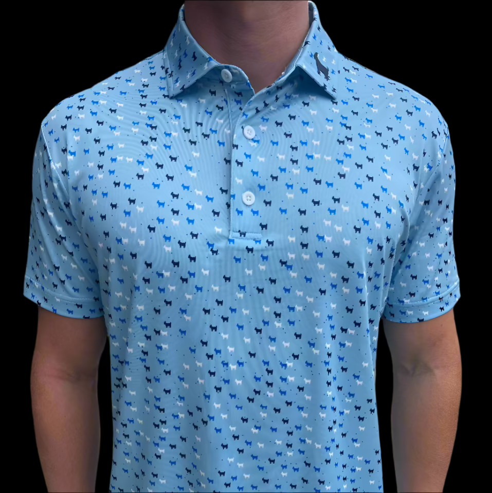 THE BABY BLUE DANCING GOATS MEN'S POLO