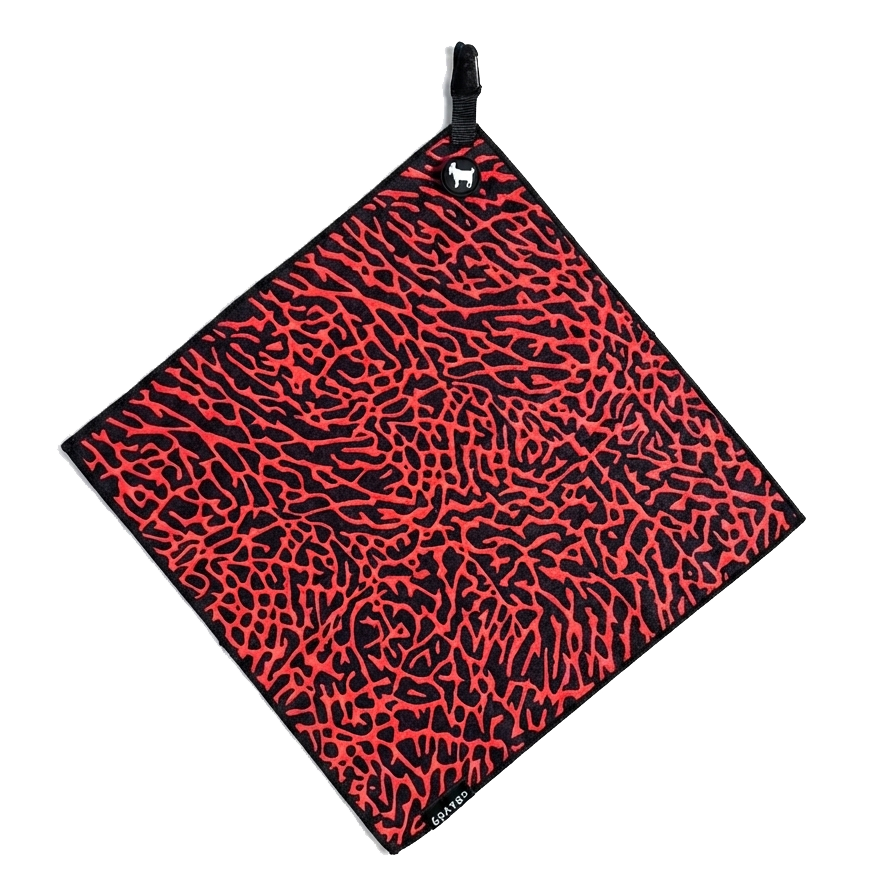 THE BLACK/RED CEMENT GOLF TOWEL