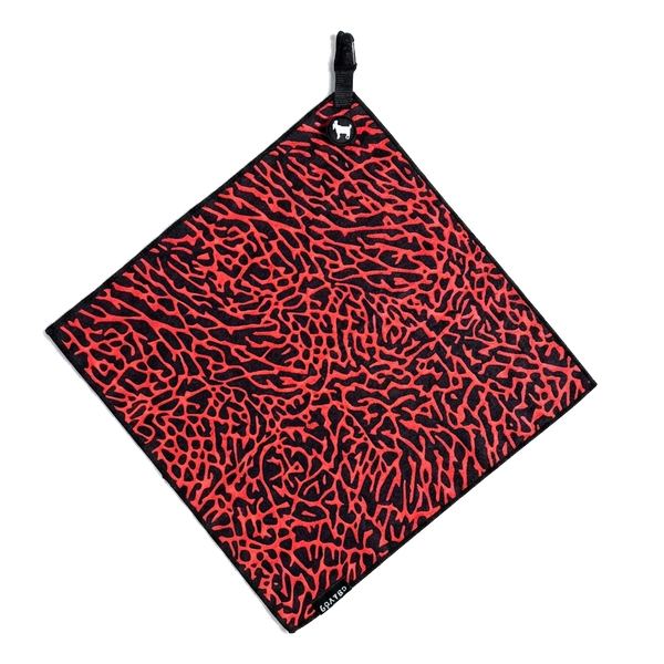 THE BLACK/RED CEMENT GOLF TOWEL – GOATED GOLF