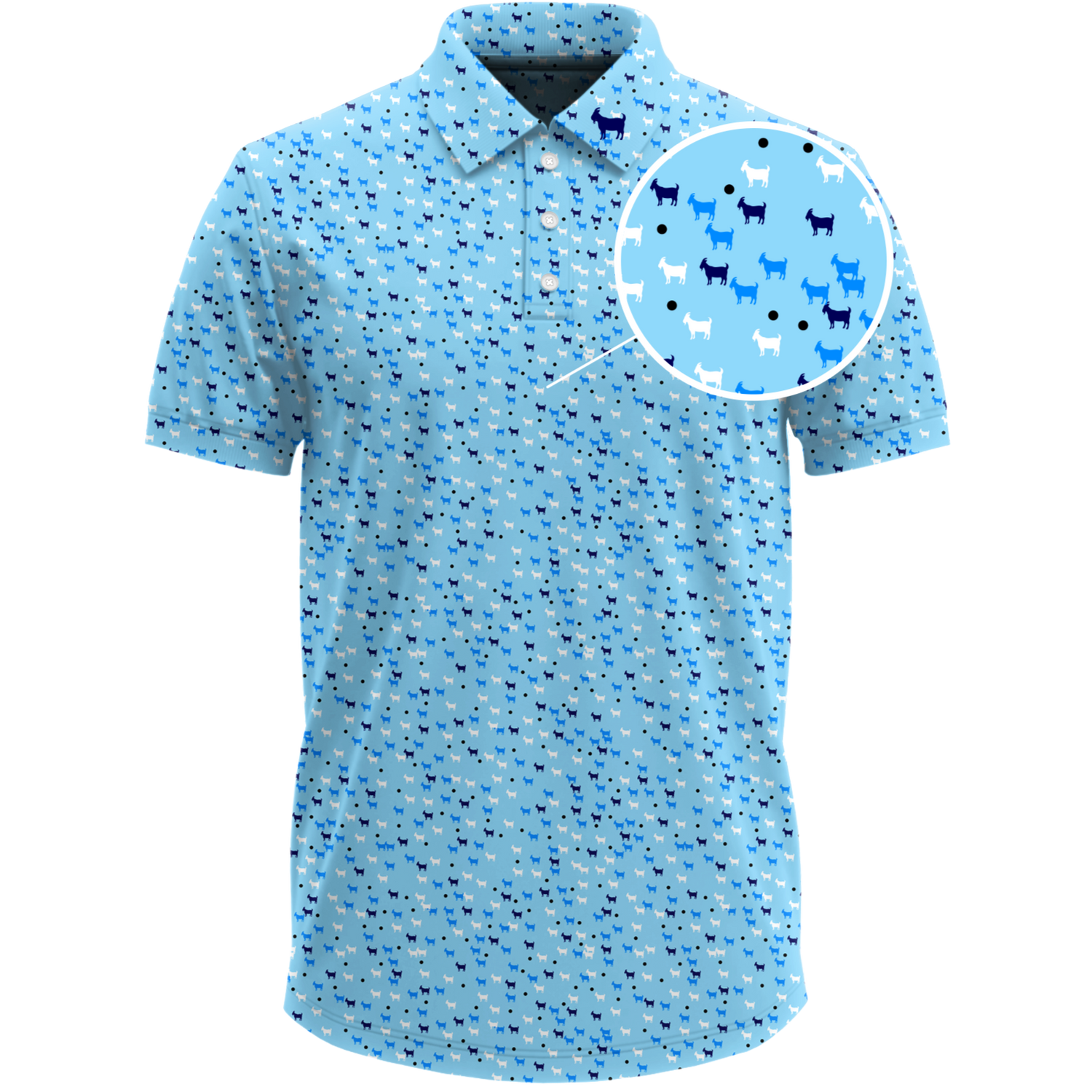 THE BABY BLUE DANCING GOATS MEN'S POLO
